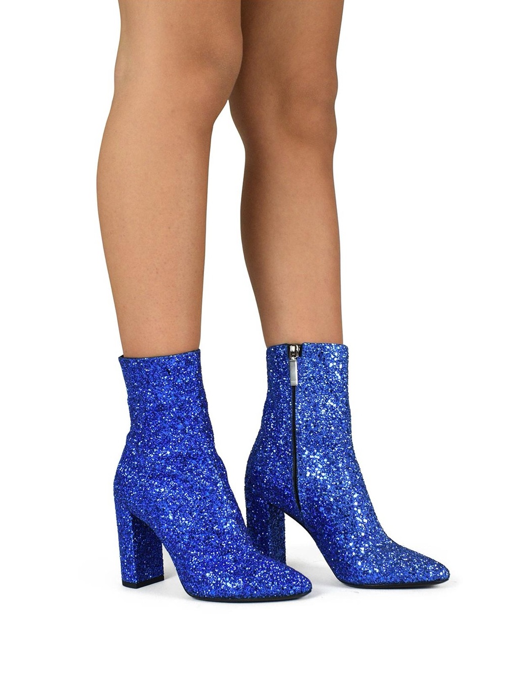 Saint Laurent Glittering Blue Heeled Boots